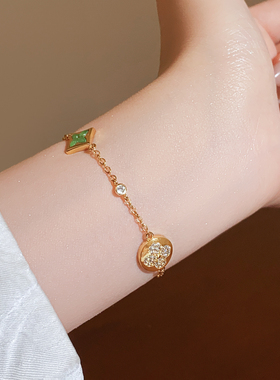 金色菱形四叶草锆石手链轻奢小众