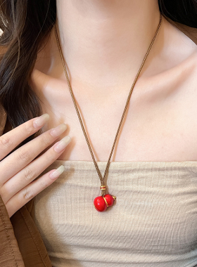 新中式葫芦吊坠长项链女毛衣链