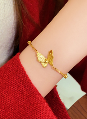 金色蝴蝶吊坠手链轻奢高级感手饰