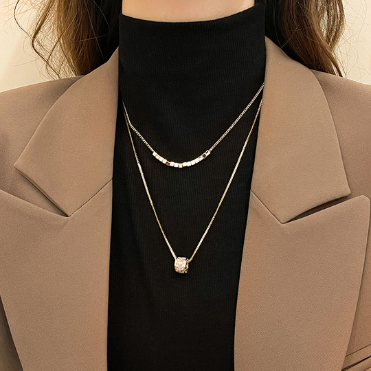Double layered small waist necklace for women autumn and winter sweater chain