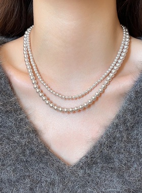 曼塔玫瑰珍珠项链百搭锁骨链