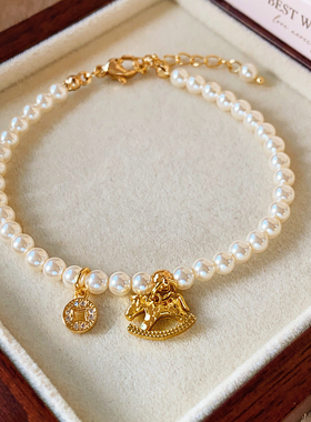 沙金碎碎冰小马钱币珍珠串珠手串