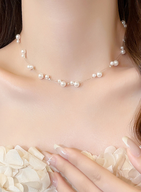 大小珍珠满天星项链轻奢脖子配饰