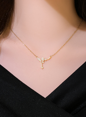 金色满钻吊坠项链高级感轻奢小众