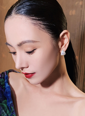 金色几何锆石耳环女轻奢气质大气