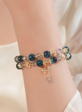 蓝色水晶手链轻奢小众精致手饰品
