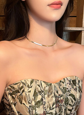 古里雅百搭基础款扁蛇链钛钢项链