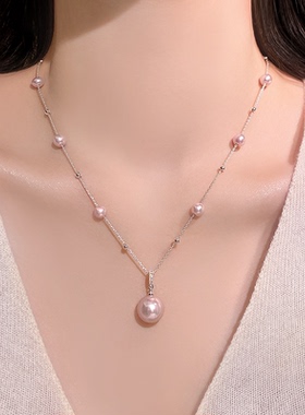 曼塔玫瑰色珍珠项链高档高级感