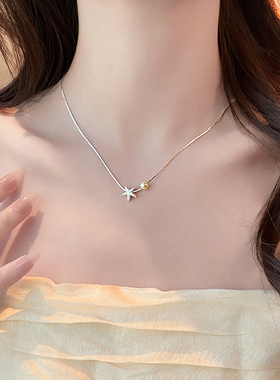 银色星星珍珠吊坠项链高级感轻奢