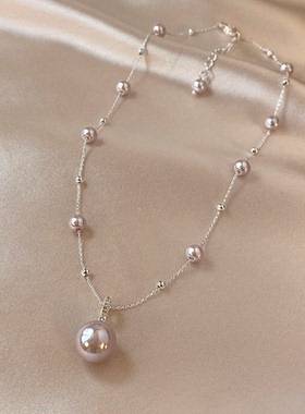 曼塔玫瑰色珍珠项链高档高级感