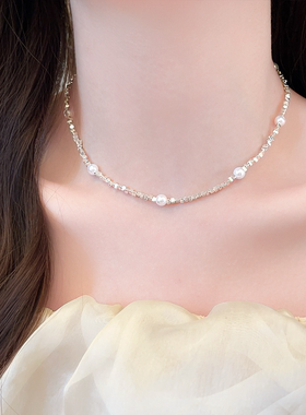 碎银子珍珠项链高级感轻奢锁骨链