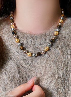 美拉德珍珠串珠项链高级感轻奢