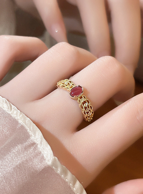 几何锆石开口戒指小众设计食指戒