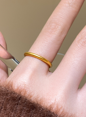 古法沙金细版磨砂戒指高级感指环