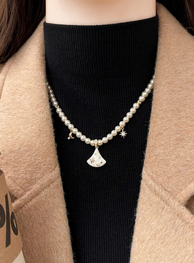 扇贝珍珠项链高级感轻奢小众颈链