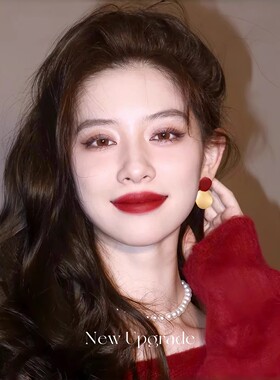 红色不对称耳高级感气质大气耳饰