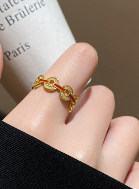 金色微镶钱币开口戒指巨好看的