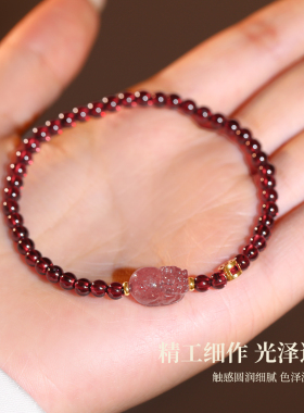 钱币貔貅石榴石手链轻奢小众精致