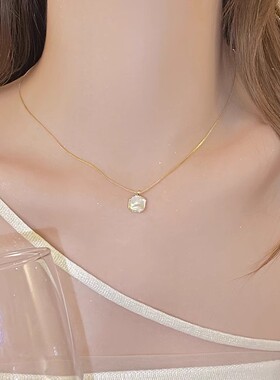 贝壳方形项链高级感颈链