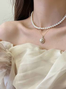 施家白色珍珠项链女轻奢饰品