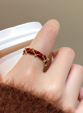 红色戒指轻奢高级感小众设计配饰