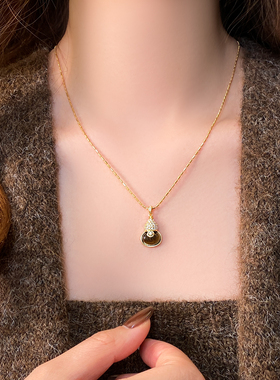 金色虎眼石葫芦吊坠串珠项链