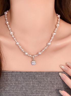 曼塔玫瑰色珍珠项链轻奢小众