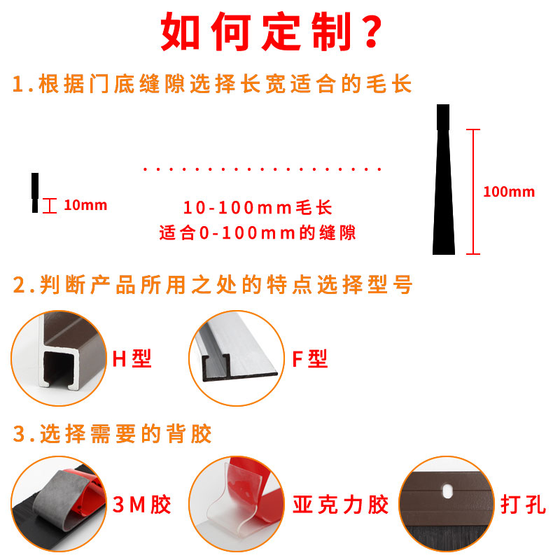 门缝车库卷帘门底部密封条毛刷条防盗门防水胶自粘门挡打孔防尘条-图2