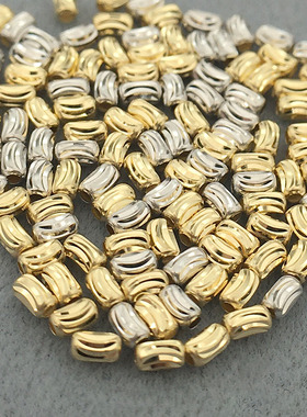 纯18K金车花管直管通心管连接管配件圆柱珍珠手链项链diy手工材料