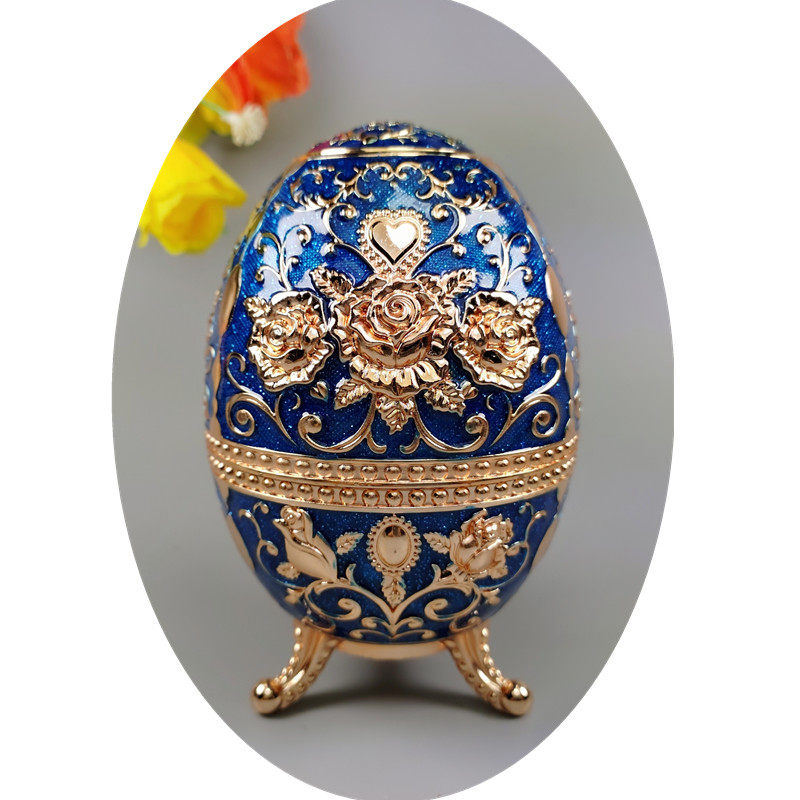 俄罗斯R5锡金属牙签筒三脚蛋形玫瑰金边藏蓝色玫瑰花底部做开瓶器,淘宝优惠券,粉丝福利购,淘宝优惠卷