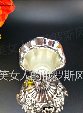 特价俄罗斯R1锡金属蜡烛台单头圆底皇标志亮银白色单只装小号欧式