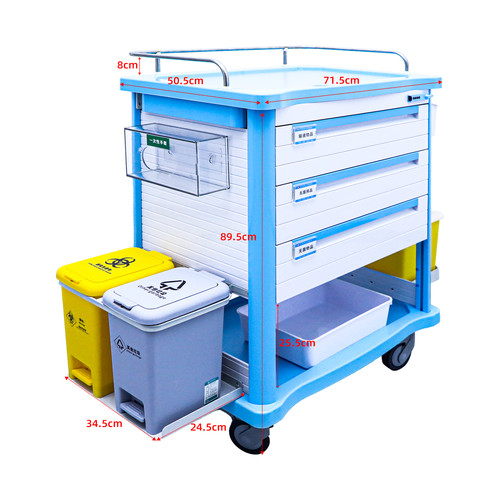 思蜀邦护治疗车医用小推车侧边挂篮垃圾桶护理车手推车牙科手术室 - 图2