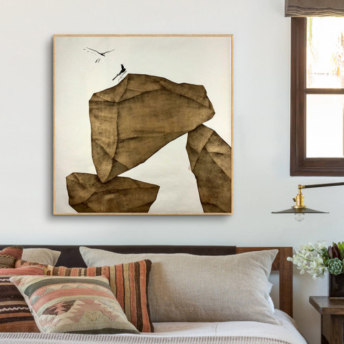 新中式装饰画现代简约客厅壁画餐厅创意背景墙画书房水墨石头挂画 - 图0