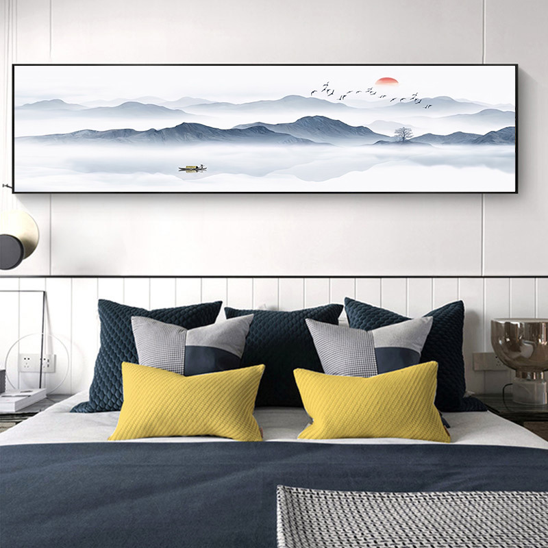 新中式客厅沙发背景墙装饰画办公室中国画山水画壁画大气挂画字画-图2