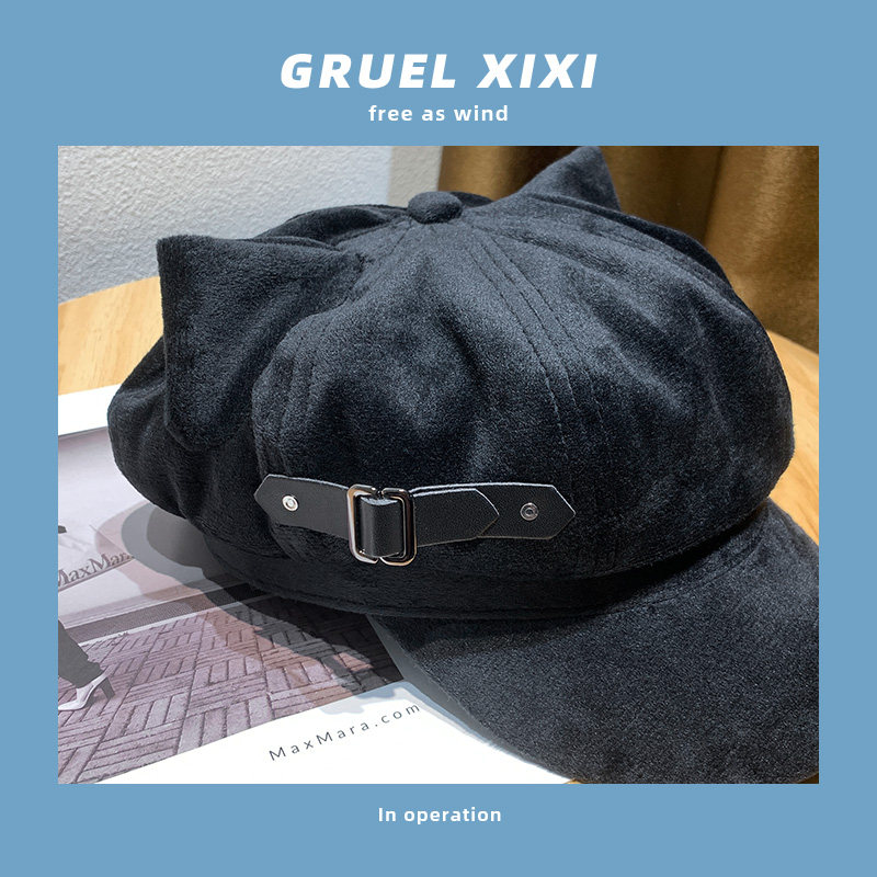 日系y2k原创猫耳朵贝雷帽子女二次元亚文化宅系可爱八角帽,淘宝优惠券,粉丝福利购,淘宝优惠卷