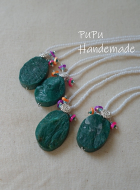 扑扑制物【步步飞花】孤品原创设计天然石复古项链小众个性特别