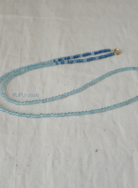 原创天然蓝磷灰石项链唯美法式