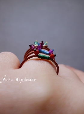 极细纯牛皮南红戒指极简文艺森系