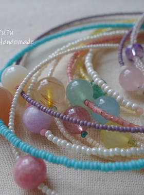 扑扑设计原创天然石减龄百搭项链