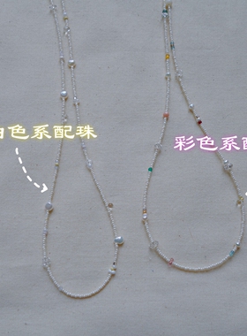 已售几千条】浪漫Choker极细原创法式珍珠仙女彩项链百搭叠戴特价