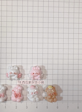 天使小兔子蝴蝶结发绳材料奶油胶