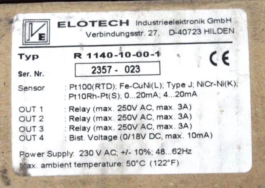 ELOTECH R1140-10-00-1，温控器询价 - 图3