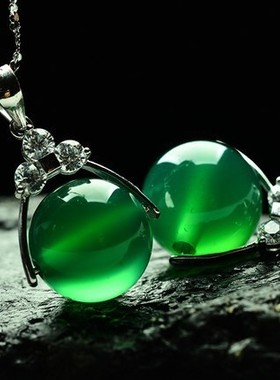 天然转运珠女士情侣玛瑙银镶玉