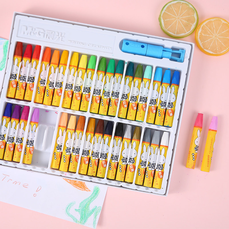 晨光文具丝滑油画棒米菲24色36色六角形蜡笔学生美术课画画划涂鸦