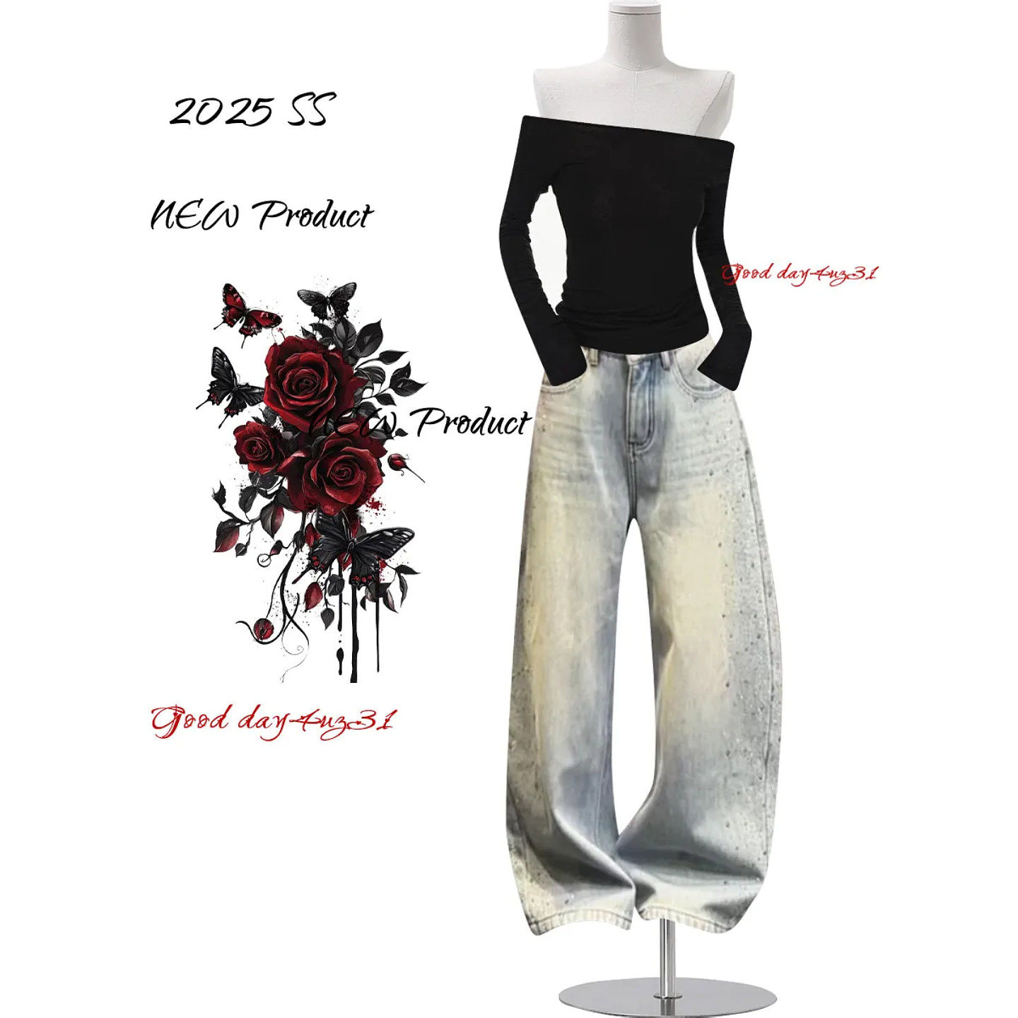 大码美式复古水洗做旧阔腿牛仔裤女春季新款街头烫钻设计感长裤子,淘宝优惠券,粉丝福利购,淘宝优惠卷