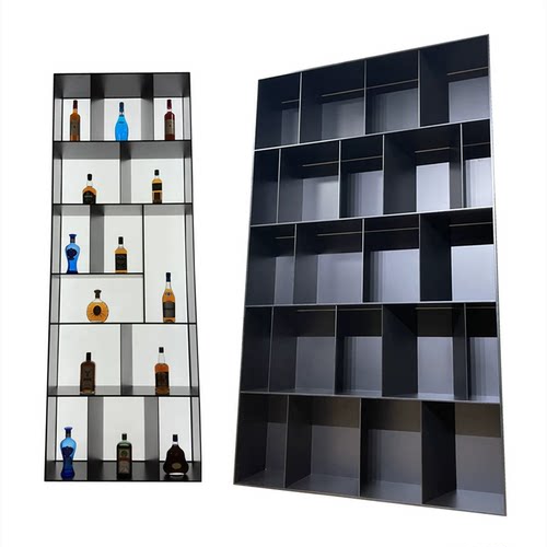 不锈钢发光展示柜酒柜亚克力发光背板不锈钢书柜金属钢板柜装饰柜 - 图3