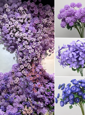 紫色系婚礼花材花艺软装插花吊顶