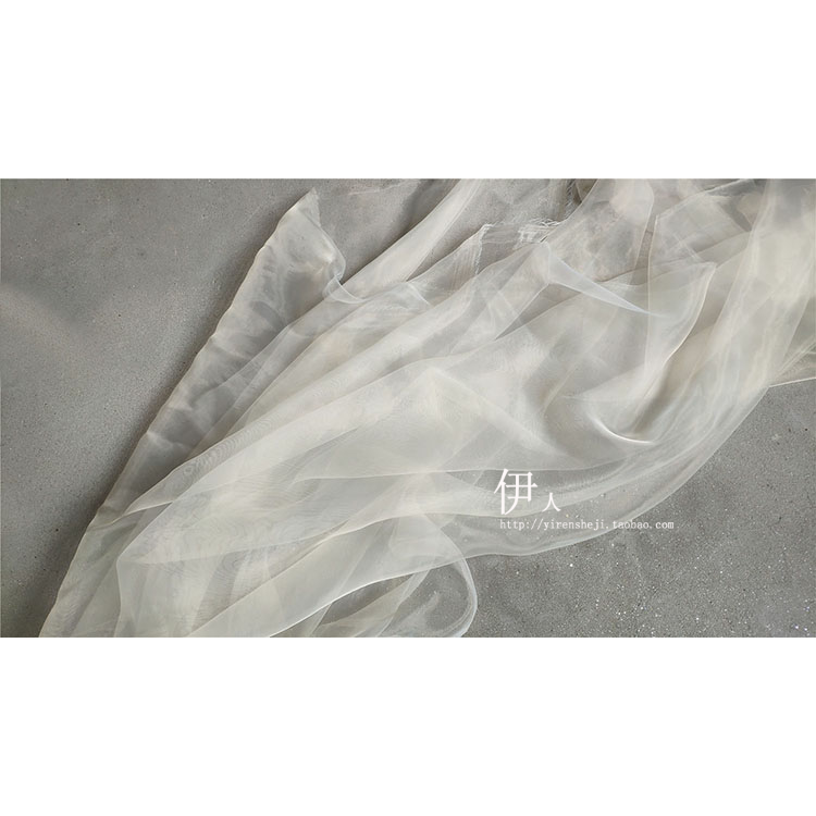 高品质面料 米白衣裙水光网纱 古装diy创意设计师时装朦胧网纱布 - 图3