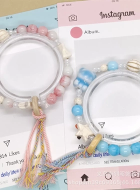 新款流苏小熊陶瓷小清新甜美儿童手链小众设计感轻奢百搭手串