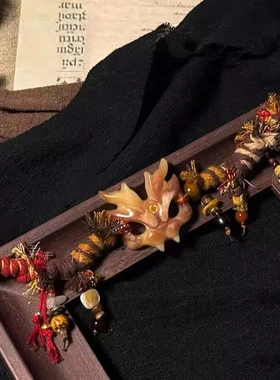 小众复古民族风手链女藏式手工制作新中式龙骨牌编绳手绳情侣款